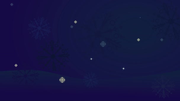 冬天的背景 圣诞树手绘着闪亮的刷子 雪花飘落 — 图库视频影像