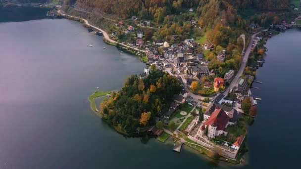 Blick Auf Die Berühmte Traunkirchener Kapelle Traunsee Salzkammergut Österreich — Stockvideo