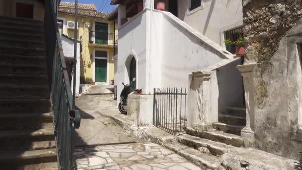Lakones Greece Jule 2021 Old Narrow Streets Small Greek Mountain — Stok video