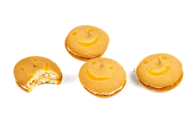 Smiling Butter Cookies Isolated White Background — Stock Photo, Image