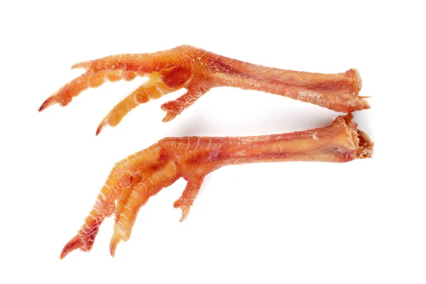 Pair Cured Chicken Feets Isolated White Background — Zdjęcie stockowe