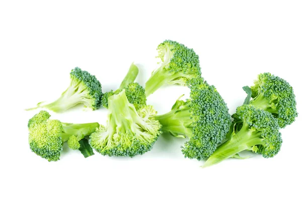 Brokkoli Kohlstücke Isoliert Auf Weißem Hintergrund — Stockfoto