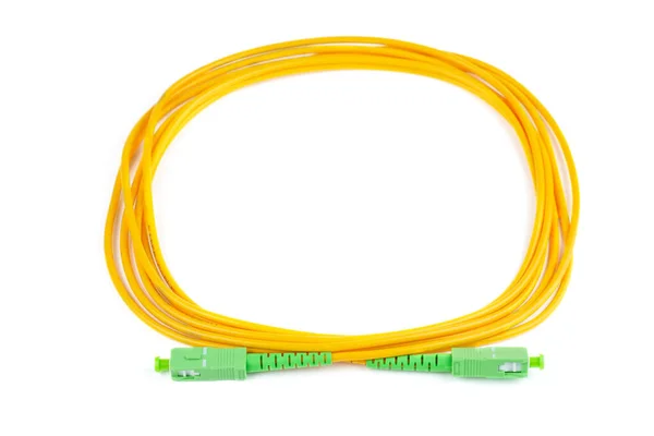 Fiber Optisk Lapp Sladd Kabel Vit Bakgrund — Stockfoto