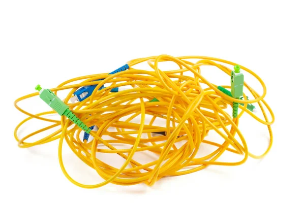Cables Cable Conexión Fibra Óptica Sobre Fondo Blanco —  Fotos de Stock