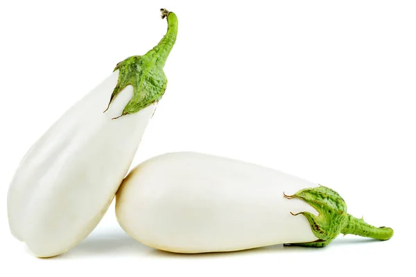 Two White Eggplants Isolated White Background — Stock Photo, Image