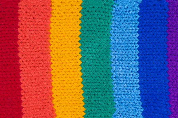 Rainbow Knitted Fabric White Background — Stock Photo, Image