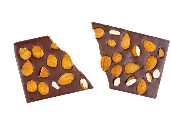 Domácí Tmavá Čokoláda Ořechy Izolované Bílém Pozadí — Stock fotografie