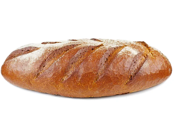 Tereyağlı Bir Somun Çavdar Ekmeği Beyaz Üzerine Izole Edilmiş — Stok fotoğraf