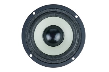 Hoparlör beyaz arkaplanda izole. Üst görünüm