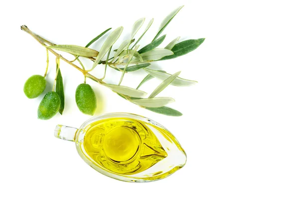 Köstliches Und Olivenzweig Isoliert Auf Weißem Hintergrund — Stockfoto