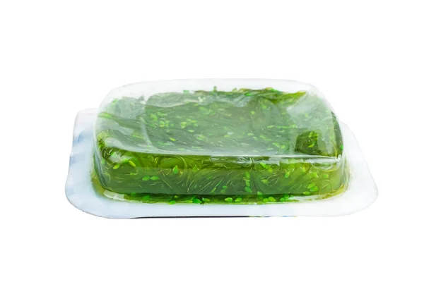 Wakame Seaweed Plastic Box Isolated White Background — Stock Photo, Image