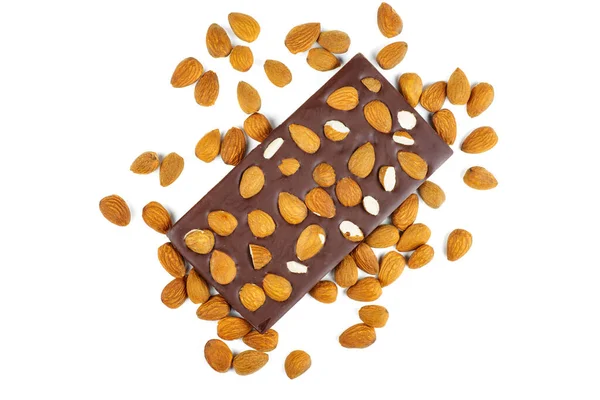 Homemade Dark Chocolate Nuts Isolated White Background — Foto Stock