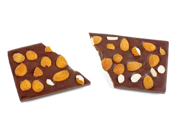 Homemade Dark Chocolate Nuts Isolated White Background — Stock Photo, Image