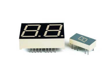 Digital seven segment display isolated on white background