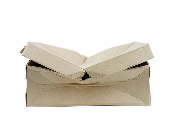 Damaged Cardboard Box Isolated White Background — Stock Photo, Image