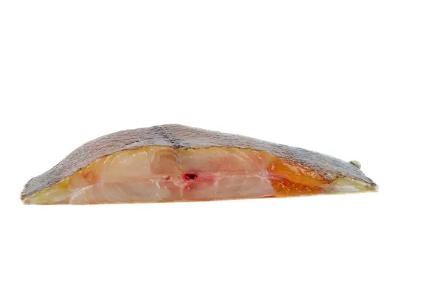 Stück Roher Plattfisch Mit Kaviar Auf Weißem Hintergrund lizenzfreie Stockbilder
