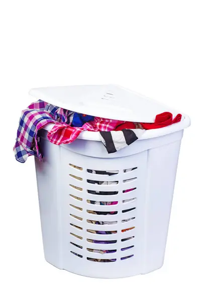 Full Laundry Basket Isolated White Background Stock Snímky