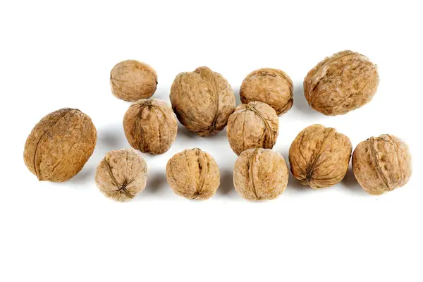 Pile Walnuts Isolated White Background Stock Picture