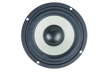 Hoparlör beyaz arkaplanda izole. Üst görünüm