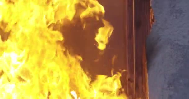 Bohater Strażacki Niosący Dziewczynkę Płonącego Budynku Pożarze Ratuj Ludzi Niebezpiecznego — Wideo stockowe