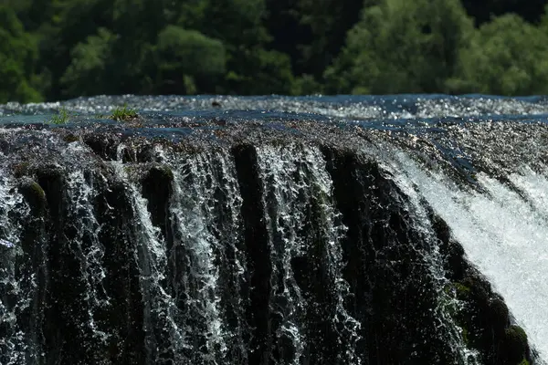 Prachtige Rivier Waterval Landschap Natuur Zomer Helder Water Bos Hoge — Stockfoto