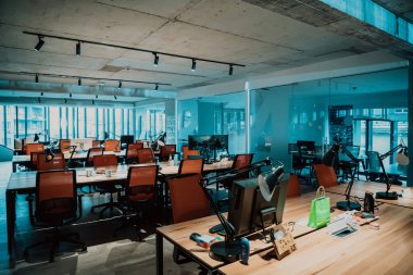 İnsansız Modern Açık Planlı Ofis. Yüksek kalite fotoğraf
