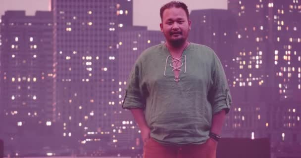 Portrét Mladého Pacifického Podnikatele Neformálním Oblečení Nebo Hipstera Jak Dívá — Stock video