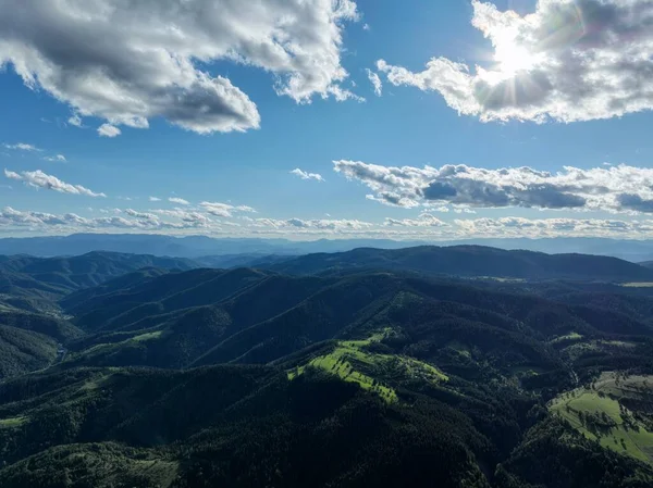 Panorama Krásné Krajiny Romie Slunečné Odpoledne Nádherná Jarní Krajina Horách — Stock fotografie