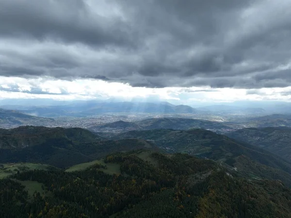 Panorama Der Schönen Landschaft Von Rumänien Sonniger Nachmittag Wunderschöne Frühlingslandschaft — Stockfoto