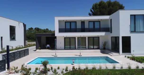 Luchtfoto Van Twee Identieke Vakantiehuizen Villa Met Uitzicht Zee Hoge — Stockvideo