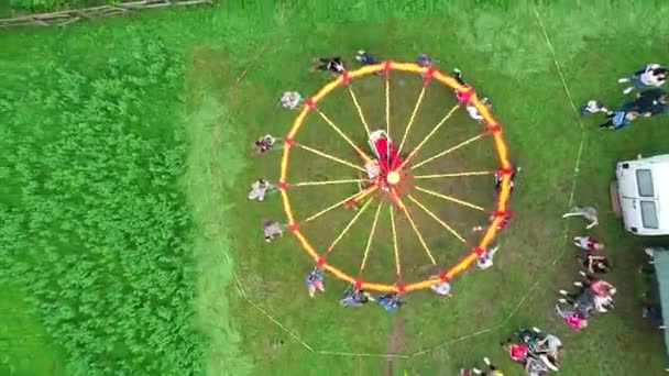 Carnival Merry Aerial Top View Drone Tracking Rotation Shoot High — Stock Video