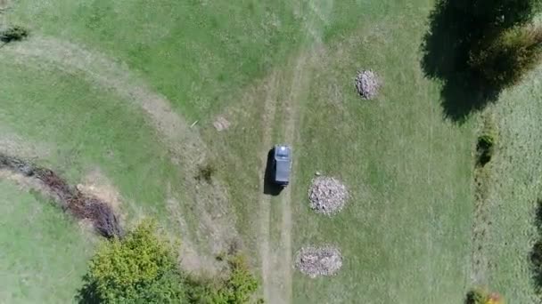 Veduta Aerea Drone Quad Atv Sentiero Sterrato Nelle Foreste Gli — Video Stock