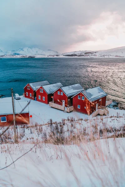 Traditional Norwegian fishermans cabins and boats.