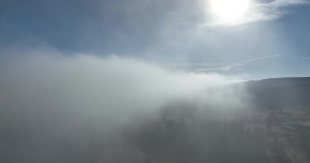 Drone Vlucht Wolken Bij Zonsopgang Vlieg Door Wolken Frisse Ochtend — Stockvideo