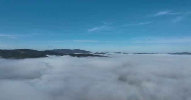 Drone Vlucht Wolken Bij Zonsopgang Vlieg Door Wolken Frisse Ochtend — Stockvideo
