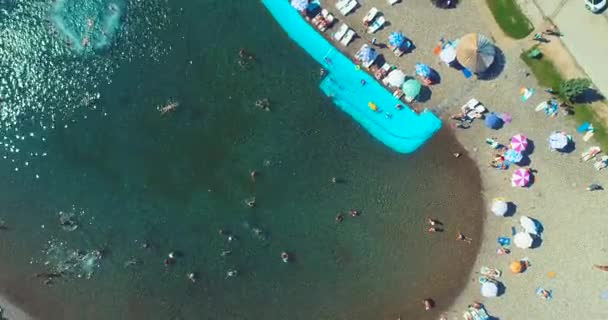 Aerial Drone View Overcrowded Urban Lake Peak Tourist Season Crowd — Stock video
