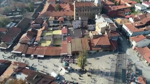 Luchtbeelden Van Sarajevo Nationale Bibliotheek Opname Vliegt Vijecnica Bibliotheek Met — Stockvideo