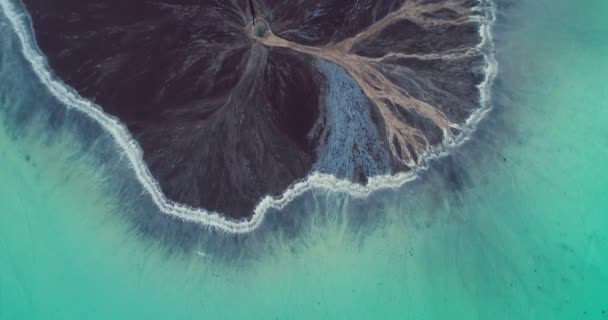 Top Aerial View Natural Texture Abstract Industrial Lake Water Patterns — Stock video