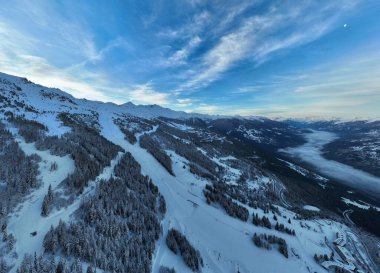 Alps Cold Mountain Snow Tourism Sport Eco Travel Mountains Landscape Drone Aerial Flight Over French Alps Mountain Range Early Morning Inspiring Nature 4k hyper lapse. Hi quality 4K footage. 