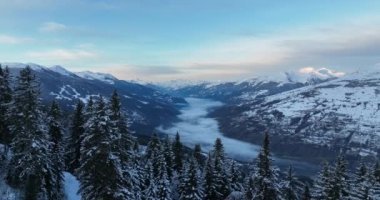 Alps Cold Mountain Snow Tourism Sport Eco Travel Mountains Landscape Drone Aerial Flight Over French Alps Mountain Range Early Morning Inspiring Nature 4k hyper lapse. Hi quality 4K footage. 