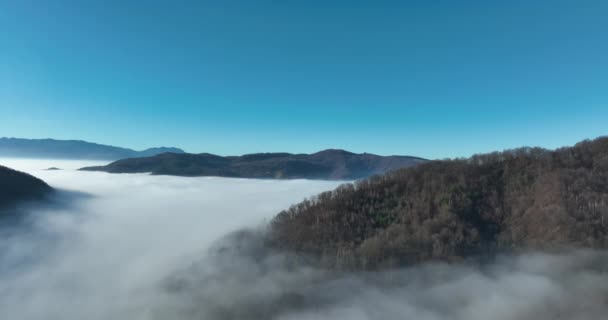 Aerial View Flying High Mountains Beautiful Clouds Aerial Drone Camera — Wideo stockowe