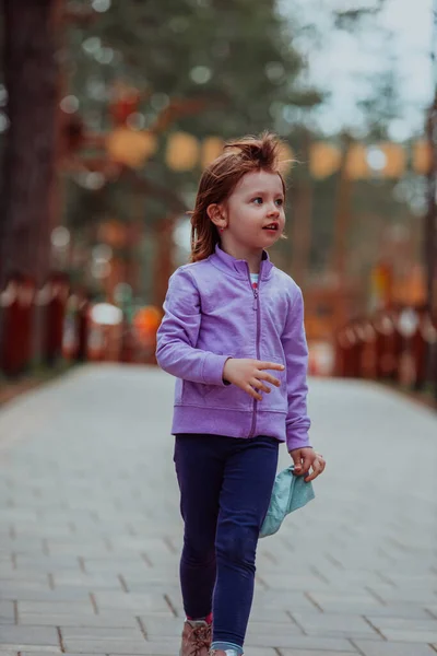 Little Girl Playing Park Concept Family Socializing Park Girl Swings — Stok fotoğraf