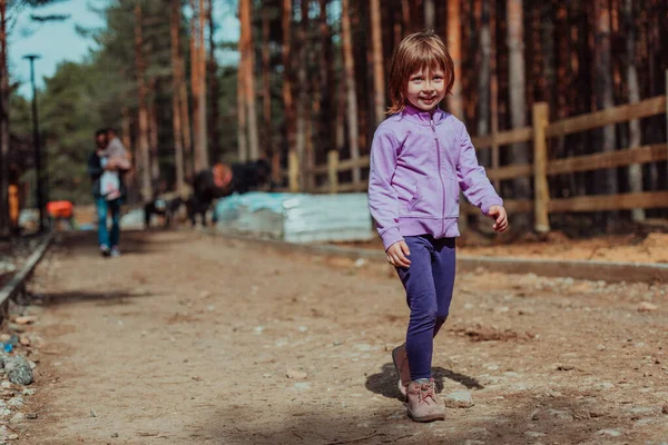 Little Girl Playing Park Concept Family Socializing Park Girl Swings — Stockfoto