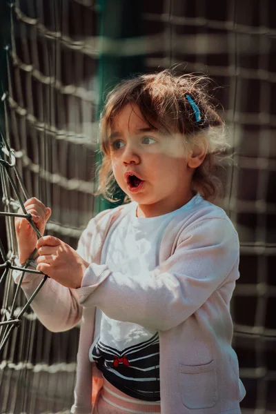 Little Girl Playing Park Concept Family Socializing Park Girl Swings — Foto Stock