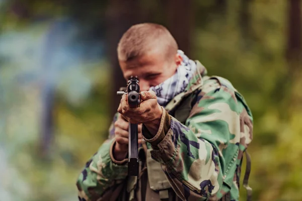 Boze Terrorist Militante Guerrilla Soldaat Strijder Het Bos — Stockfoto