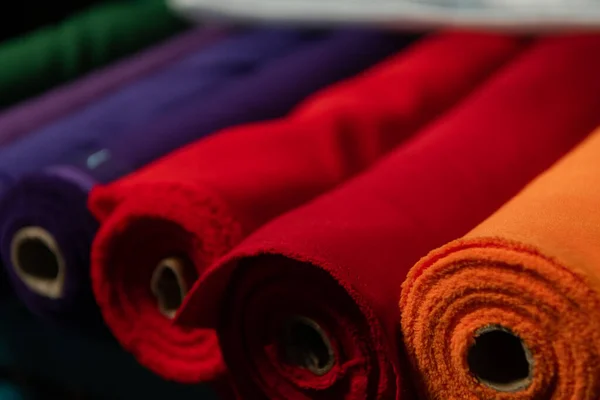 Коллекция Модных Тканей Образцы Различных Натуральных Тканей Пошива Коллекции Одежды — стоковое фото