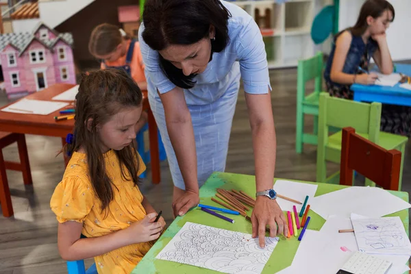Creative Kids Art Class Daycare Center Elementary School Classroom Drawing — Stock Photo, Image