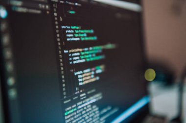 Programlama dili kodunun yakın plan fotoğrafı. Yüksek kalite fotoğraf