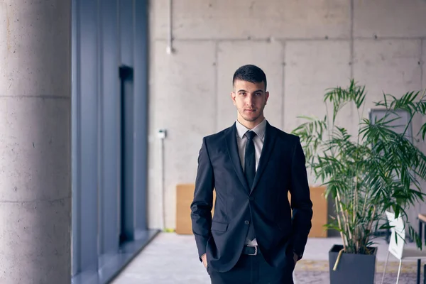 Der Selbstbewusste Geschäftsmann Schnittigen Anzug Strahlt Charisma Und Professionalität Modernen — Stockfoto