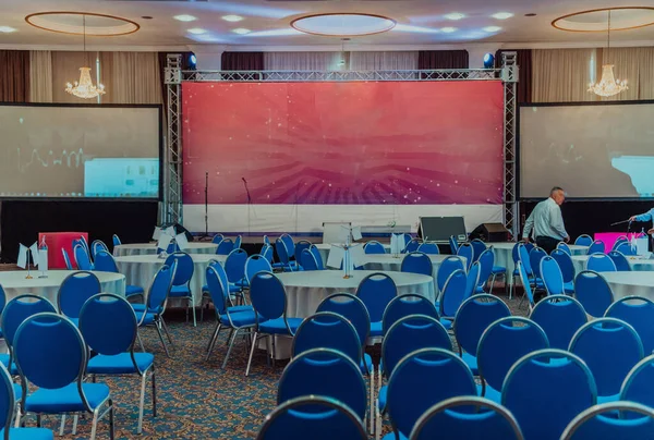 Sala Conferências Vazia Está Pronta Para Início Evento Recepção Dos — Fotografia de Stock